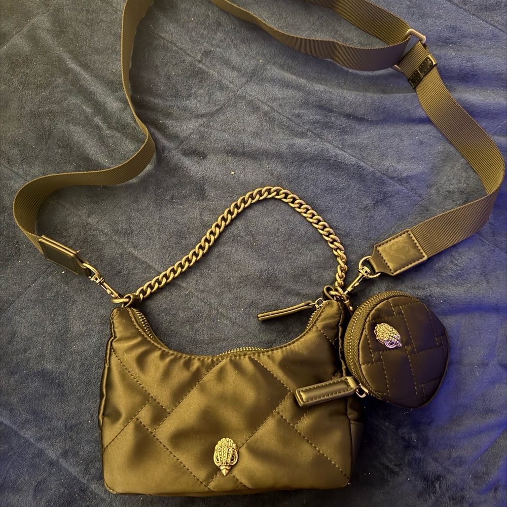 Kurt Geiger Black Quilted Crossbody with Gold Chain and Coin Pouch